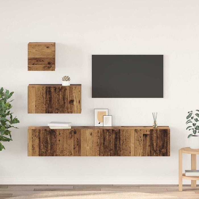 Set comodă TV 4 pcs Lemn vechi 80 x 30 x 30 cm Lemn compozit - WALTI WALTI