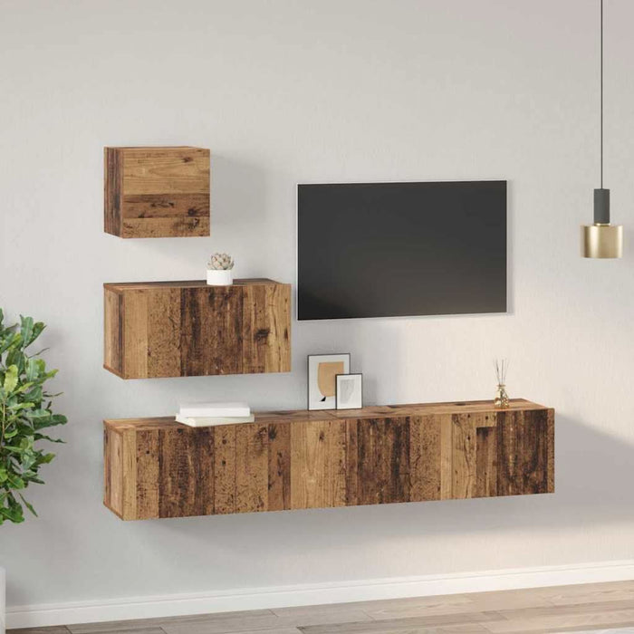 Set comodă TV 4 pcs Lemn vechi 80 x 30 x 30 cm Lemn compozit - WALTI WALTI