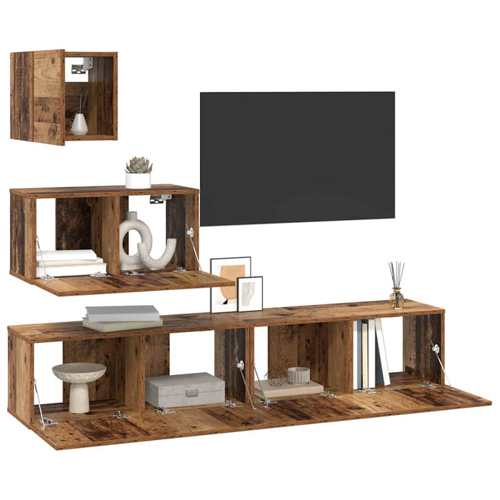 Set comodă TV 4 pcs Lemn vechi 80 x 30 x 30 cm Lemn compozit - WALTI WALTI