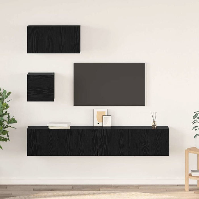 Set comodă TV 4 pcs Stejar negru 80 x 30 x 30 cm Lemn compozit - WALTI WALTI