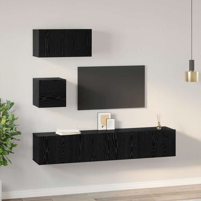 Set comodă TV 4 pcs Stejar negru 80 x 30 x 30 cm Lemn compozit - WALTI WALTI