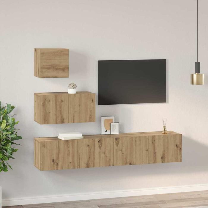 Set comodă TV Pe perete Altele 4 pcs stejar artizanal 80 x 30 x 30 cm - WALTI WALTI