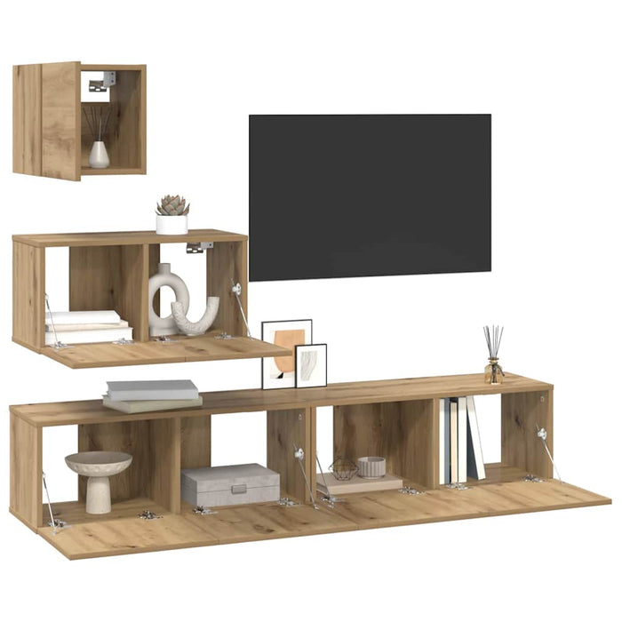 Set comodă TV Pe perete Altele 4 pcs stejar artizanal 80 x 30 x 30 cm - WALTI WALTI