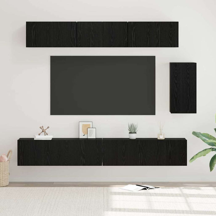 Set comodă TV 6 pcs Stejar negru 100 x 30 x 30 cm Lemn compozit - WALTI WALTI