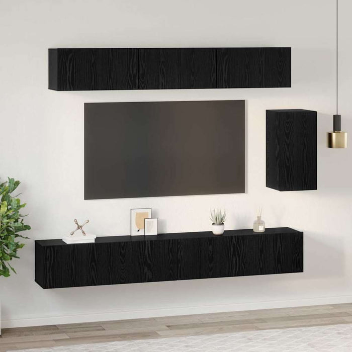 Set comodă TV 6 pcs Stejar negru 100 x 30 x 30 cm Lemn compozit - WALTI WALTI
