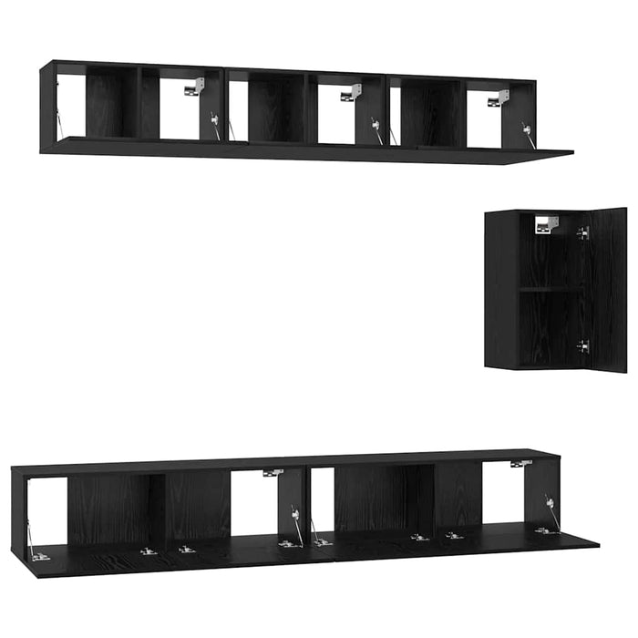 Set comodă TV 6 pcs Stejar negru 100 x 30 x 30 cm Lemn compozit - WALTI WALTI