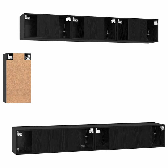 Set comodă TV 6 pcs Stejar negru 100 x 30 x 30 cm Lemn compozit - WALTI WALTI