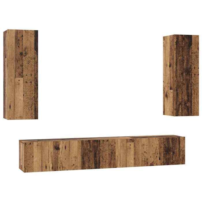 Set comodă TV Pe perete 5 pcs Lemn Vechi Lemn compozit - WALTI WALTI