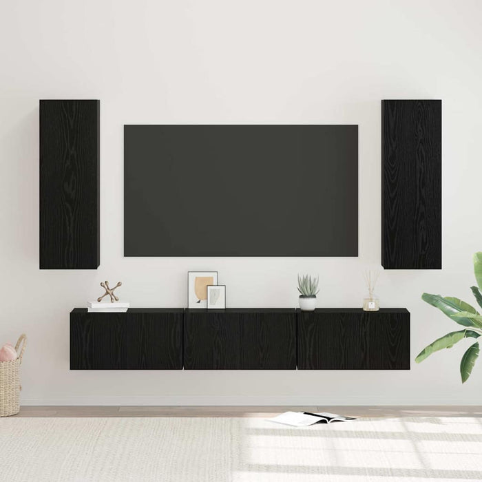 Set comodă TV 5 pcs Stejar negru Mediu 30.5 x 30 x 90 cm - WALTI WALTI