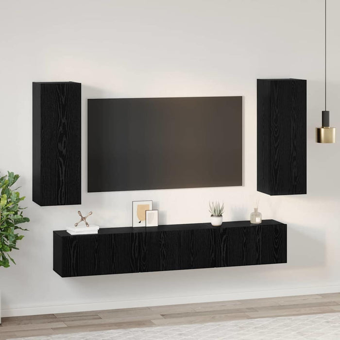 Set comodă TV 5 pcs Stejar negru Mediu 30.5 x 30 x 90 cm - WALTI WALTI