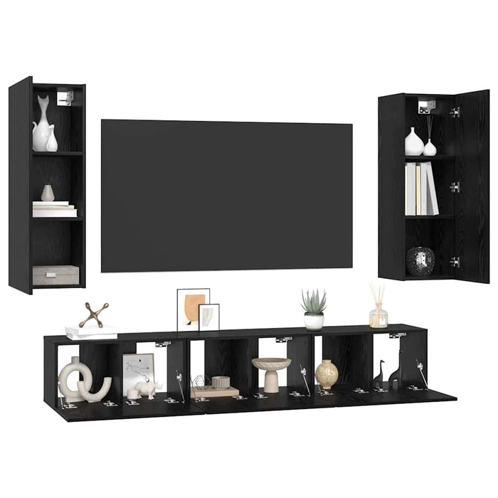 Set comodă TV 5 pcs Stejar negru Mediu 30.5 x 30 x 90 cm - WALTI WALTI