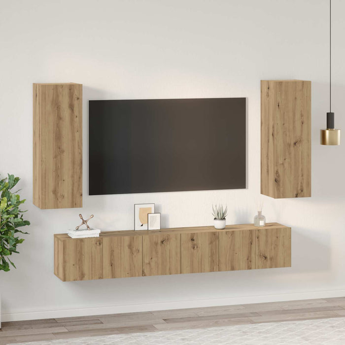 Set comodă TV 5 pcs Stejar Artizanal Lemn compozit WALTI