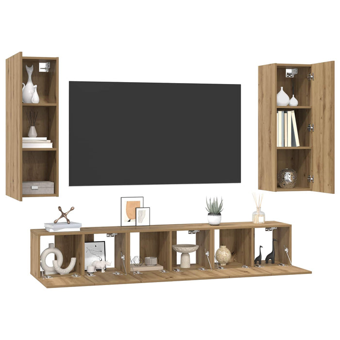 Set comodă TV 5 pcs Stejar Artizanal Lemn compozit WALTI