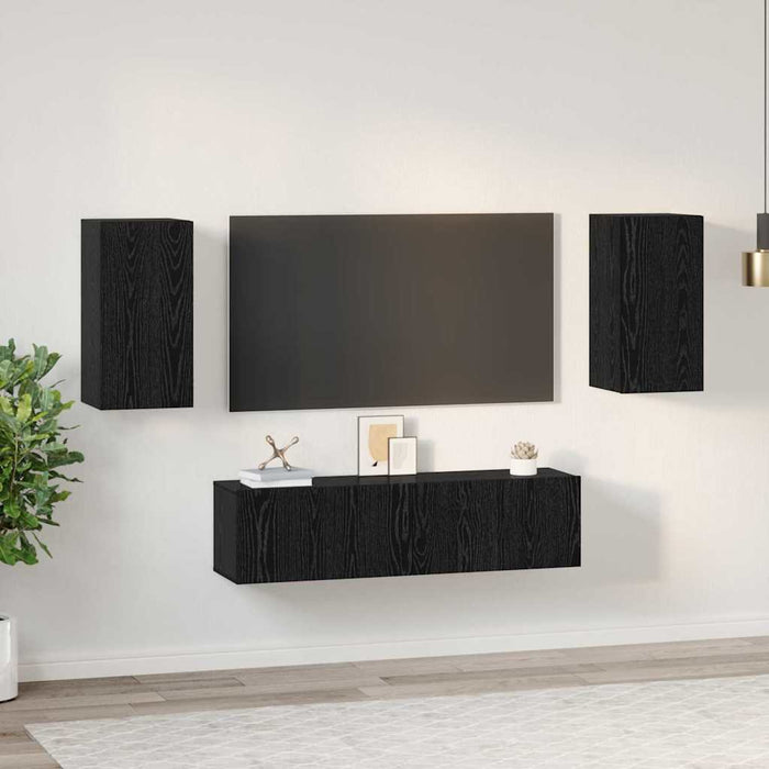 Set comodă TV cu raft Altele 4 pcs Stejar negru Mediu 60 x 30 x 30 cm - WALTI WALTI