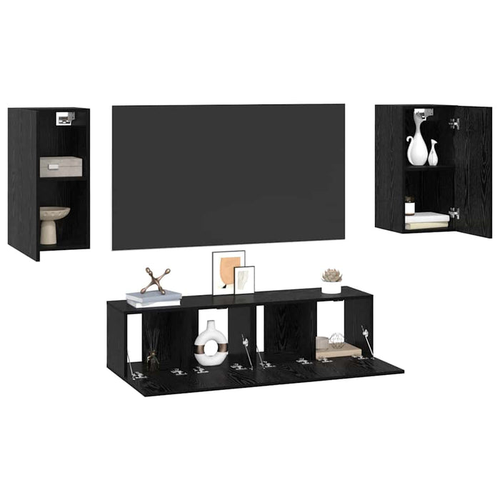 Set comodă TV cu raft Altele 4 pcs Stejar negru Mediu 60 x 30 x 30 cm - WALTI WALTI
