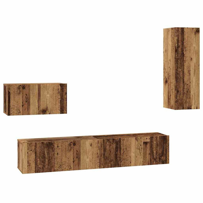 Dulap pentru TV pe Perete cu raft Altele cu depozitare cu ușă 4 pcs Lemn vechi Mediu - WALTI WALTI