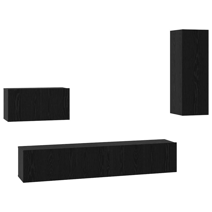 Dulap pentru TV pe Perete cu raft Altele cu depozitare cu ușă 4 pcs Stejar negru - WALTI WALTI