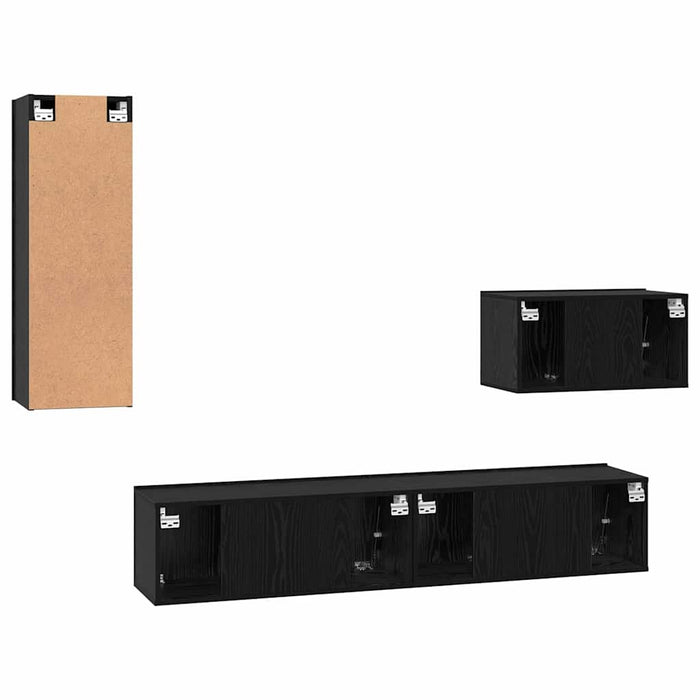Dulap pentru TV pe Perete cu raft Altele cu depozitare cu ușă 4 pcs Stejar negru - WALTI WALTI