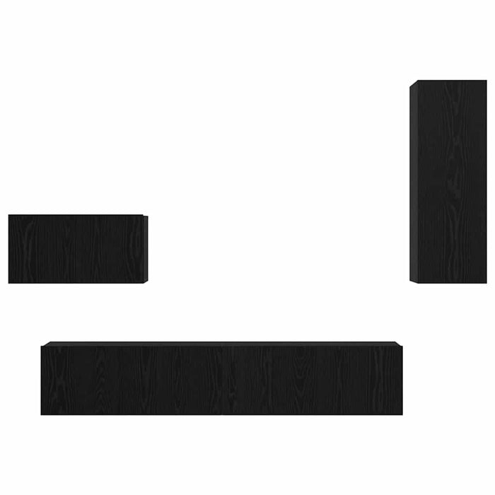 Dulap pentru TV pe Perete cu raft Altele cu depozitare cu ușă 4 pcs Stejar negru - WALTI WALTI