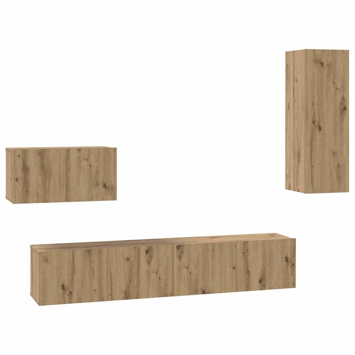 Dulap pentru TV pe Perete cu raft Altele cu depozitare cu ușă 4 pcs Stejar artisanal - WALTI WALTI