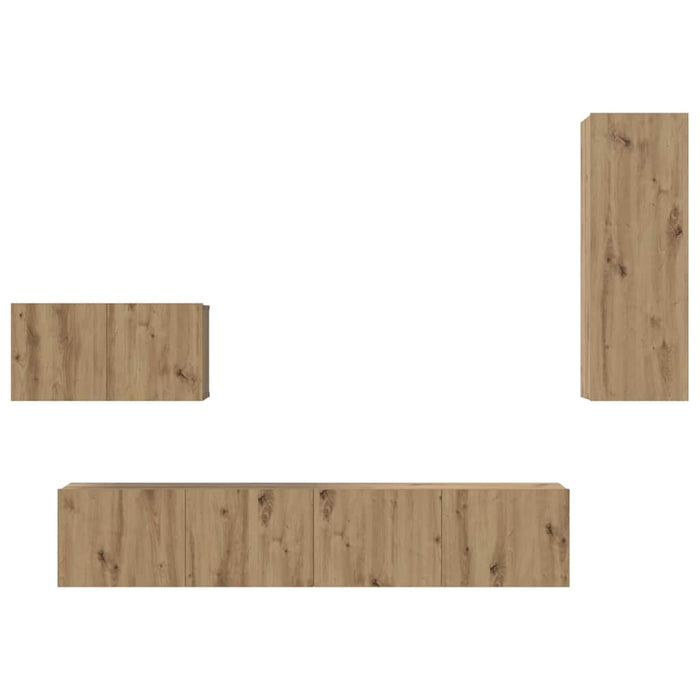Dulap pentru TV pe Perete cu raft Altele cu depozitare cu ușă 4 pcs Stejar artisanal - WALTI WALTI