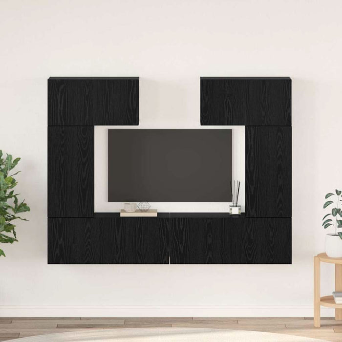 Set comodă TV 6 pcs Stejar negru 80 x 30 x 30 cm Lemn compozit - WALTI WALTI