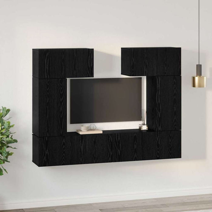 Set comodă TV 6 pcs Stejar negru 80 x 30 x 30 cm Lemn compozit - WALTI WALTI