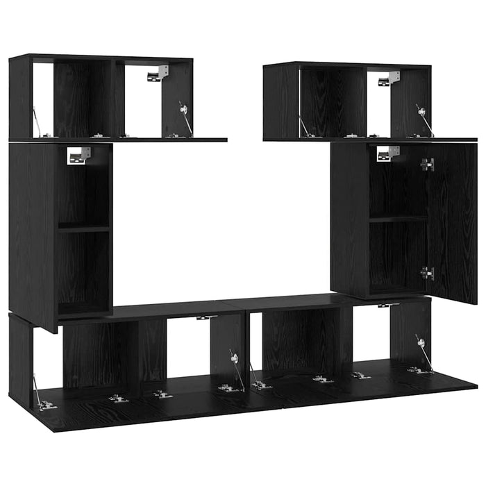Set comodă TV 6 pcs Stejar negru 80 x 30 x 30 cm Lemn compozit - WALTI WALTI