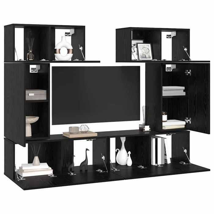 Set comodă TV 6 pcs Stejar negru 80 x 30 x 30 cm Lemn compozit - WALTI WALTI