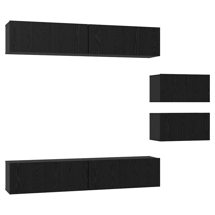 Set comodă TV Pe perete 6 pcs Stejar Negru Lemn compozit - WALTI WALTI