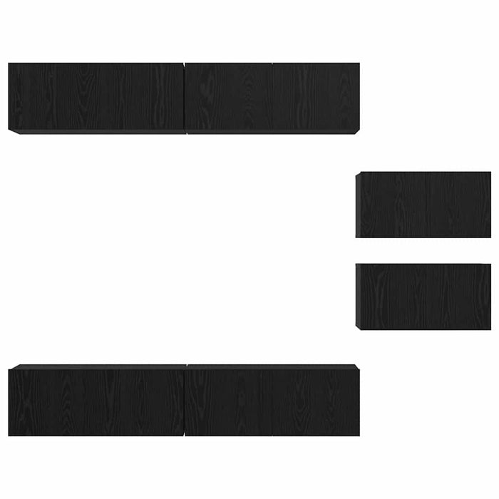 Set comodă TV Pe perete 6 pcs Stejar Negru Lemn compozit - WALTI WALTI