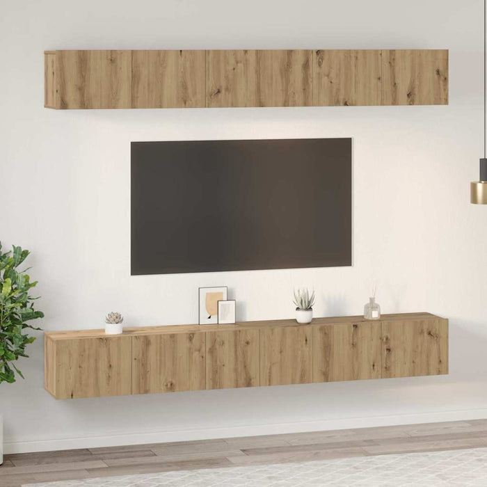 Set comodă TV cu raft 6 pcs stejar artizanal 60 x 30 x 35 cm - WALTI WALTI