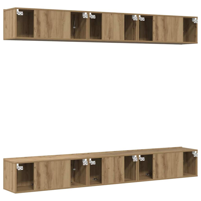 Set comodă TV cu raft 6 pcs stejar artizanal 60 x 30 x 35 cm - WALTI WALTI