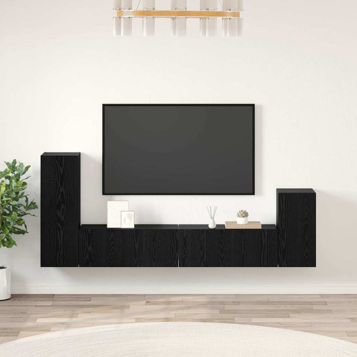 Dulap pentru TV pe Perete 3 pcs Stejar Negru Lemn compozit - WALTI WALTI