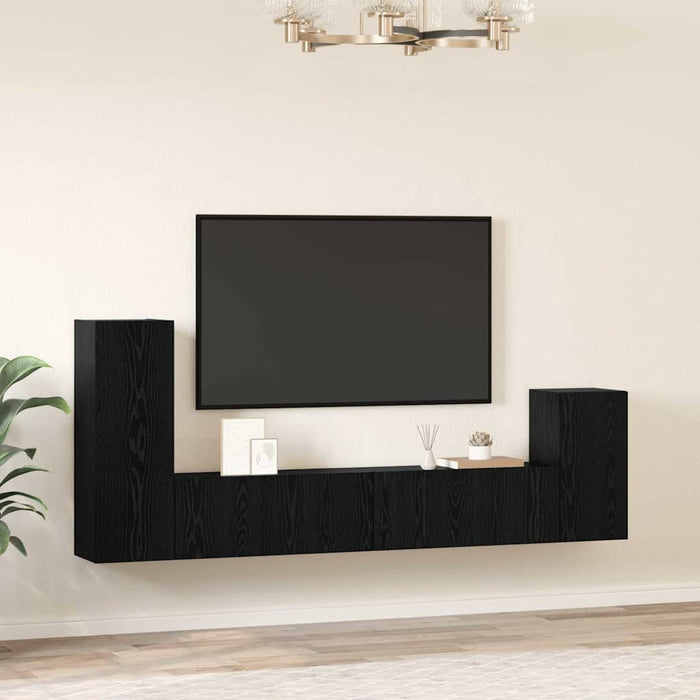 Dulap pentru TV pe Perete 3 pcs Stejar Negru Lemn compozit - WALTI WALTI