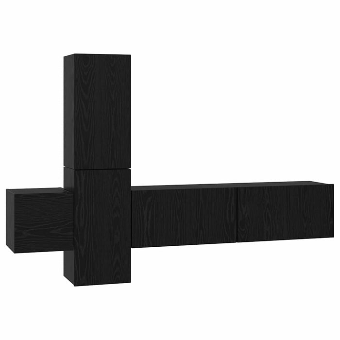 Set comodă TV cu raft Pe perete cu depozitare cu ușă 5 pcs Stejar negru Lemn compozit - WALTI WALTI