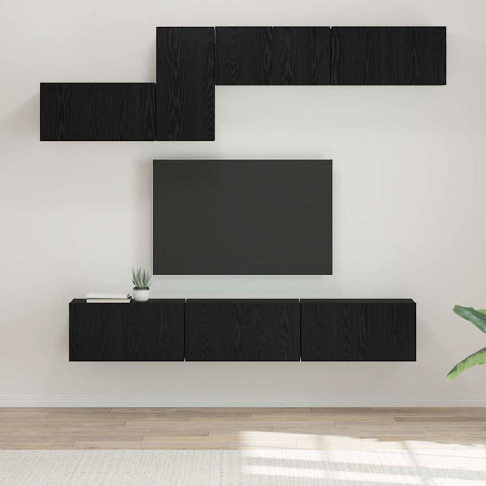 Set comodă TV 7 pcs Stejar negru 60 x 30 x 30 cm Lemn compozit - WALTI WALTI