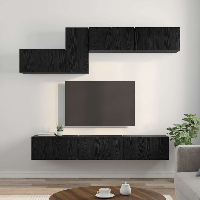 Set comodă TV 7 pcs Stejar negru 60 x 30 x 30 cm Lemn compozit - WALTI WALTI