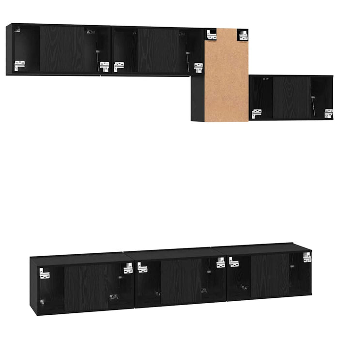 Set comodă TV 7 pcs Stejar negru 60 x 30 x 30 cm Lemn compozit - WALTI WALTI