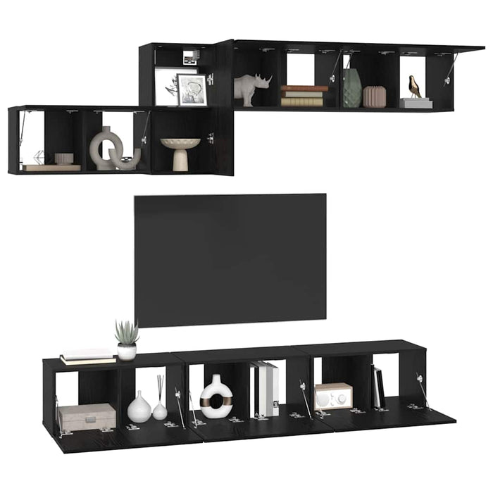 Set comodă TV 7 pcs Stejar negru 60 x 30 x 30 cm Lemn compozit - WALTI WALTI