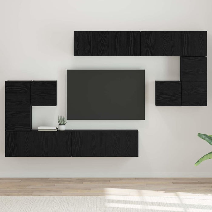 Unități TV Pe perete 4 pcs Stejar Negru Lemn compozit - WALTI WALTI
