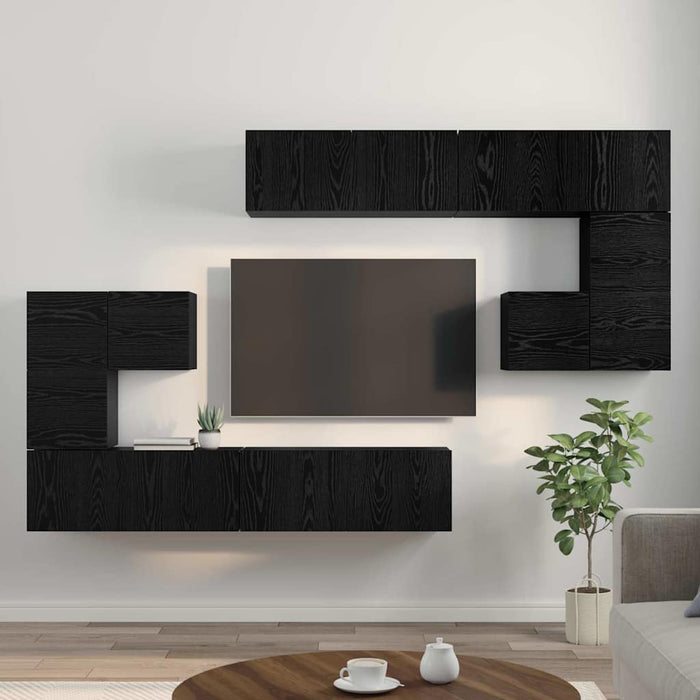 Unități TV Pe perete 4 pcs Stejar Negru Lemn compozit - WALTI WALTI
