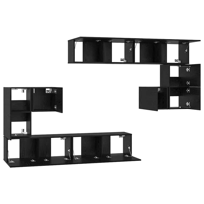 Unități TV Pe perete 4 pcs Stejar Negru Lemn compozit - WALTI WALTI