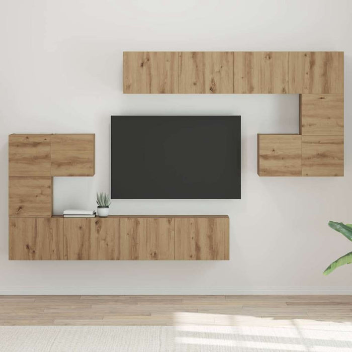 Unități TV Pe perete 4 pcs Stejar Artizanal Lemn compozit - WALTI WALTI