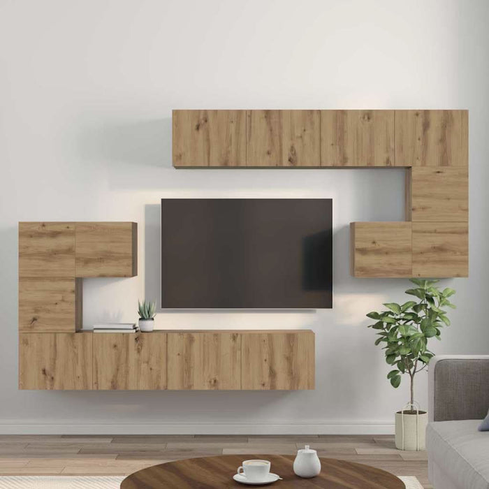 Unități TV Pe perete 4 pcs Stejar Artizanal Lemn compozit - WALTI WALTI