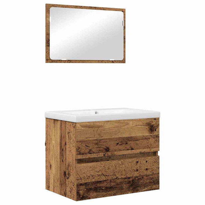 Set de mobilier pentru baie 3 pcs Lemn Vechi Lemn compozit - WALTI WALTI