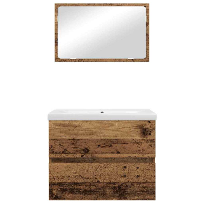 Set de mobilier pentru baie 3 pcs Lemn Vechi Lemn compozit - WALTI WALTI