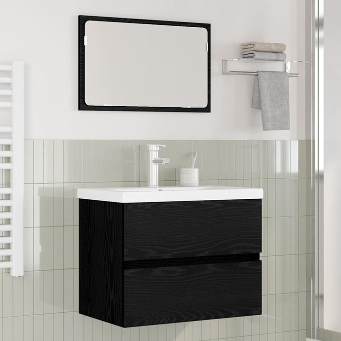 Set de mobilier pentru baie 3 pcs Stejar Negru Lemn compozit - WALTI WALTI