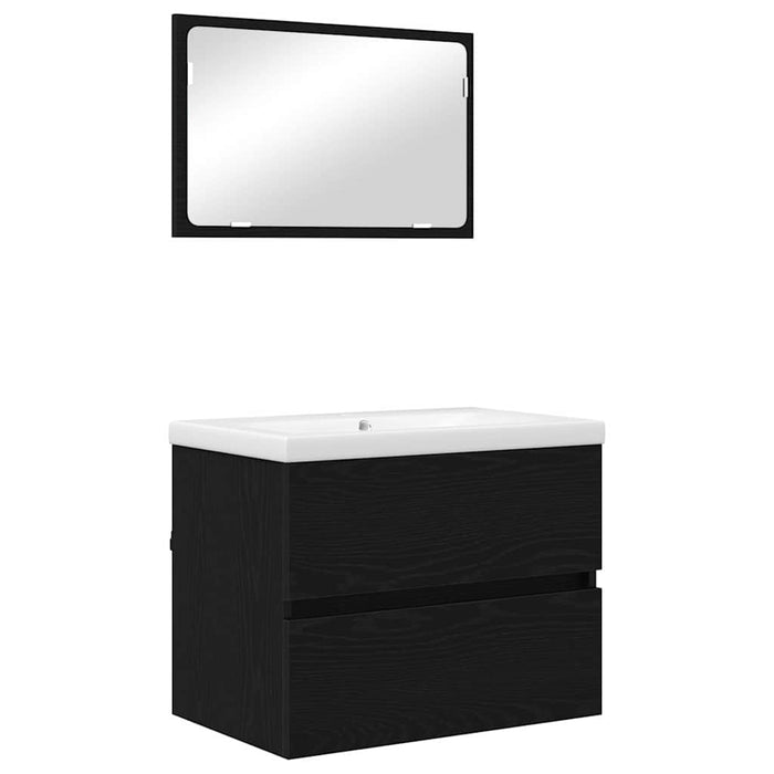 Set de mobilier pentru baie 3 pcs Stejar Negru Lemn compozit - WALTI WALTI