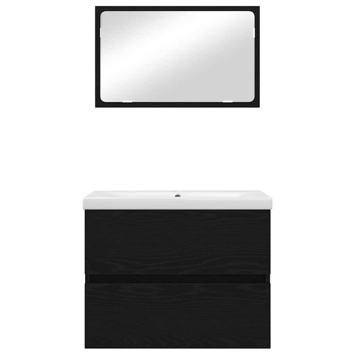 Set de mobilier pentru baie 3 pcs Stejar Negru Lemn compozit - WALTI WALTI